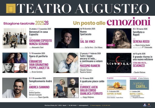 Teatro Augusteo-La stagione teatrale 2025/2026... un posto alle Emozioni