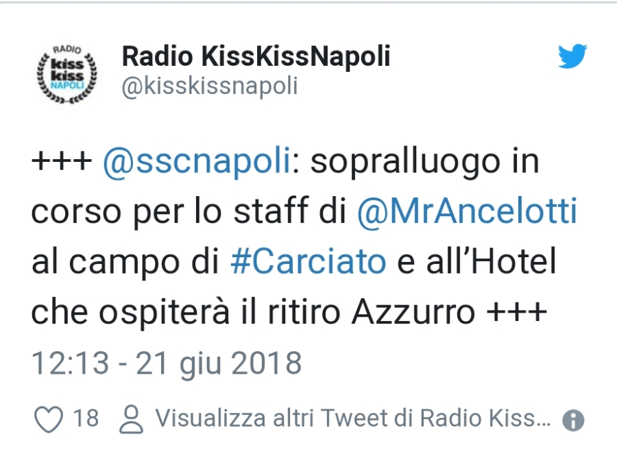 ULTIM&#039;ORA - Staff Ancelotti a Dimaro: sopralluogo all&#039;hotel ed al campo di Carciato