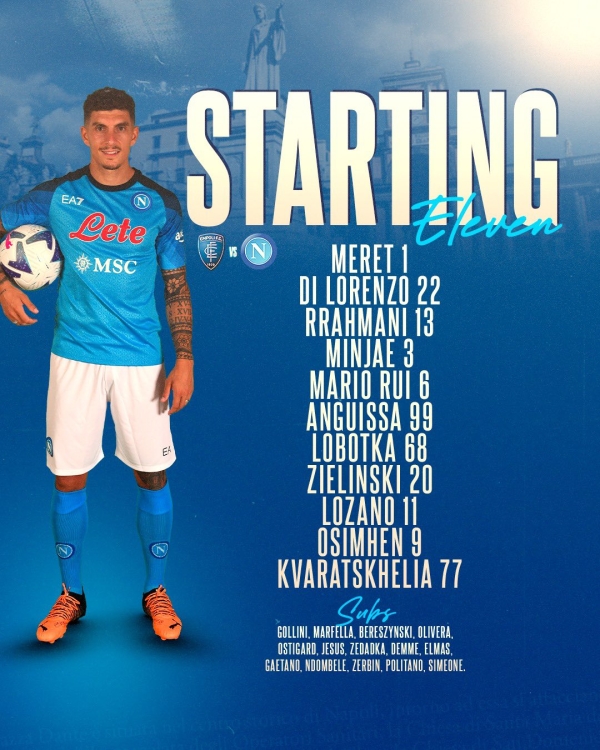 Empoli-Napoli, le formazioni ufficiali