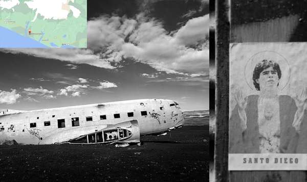 «Santo Diego». L&#039;immagine di Maradona nel misterioso relitto aereo abbandonato a Sólheimasandur