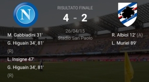 Amarcord: La partita del giorno, Napoli-Samporia 4-2, 26 aprile 2015