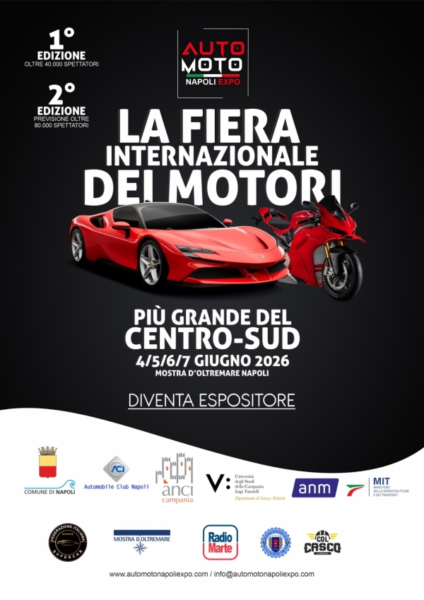 Radio Marte è radio ufficiale di " Auto Moto Napoli Expo 2026"
