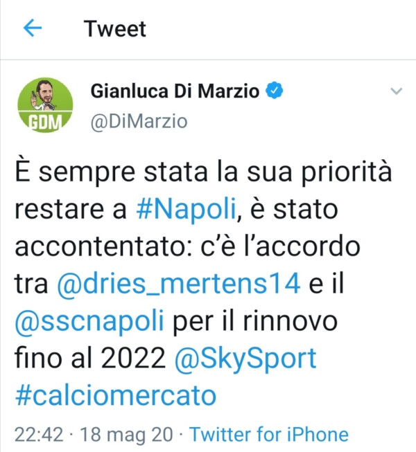 Sky - Mertens-Napoli, c&#039;è l&#039;accordo! Rinnovo fino al 2022, le ultime