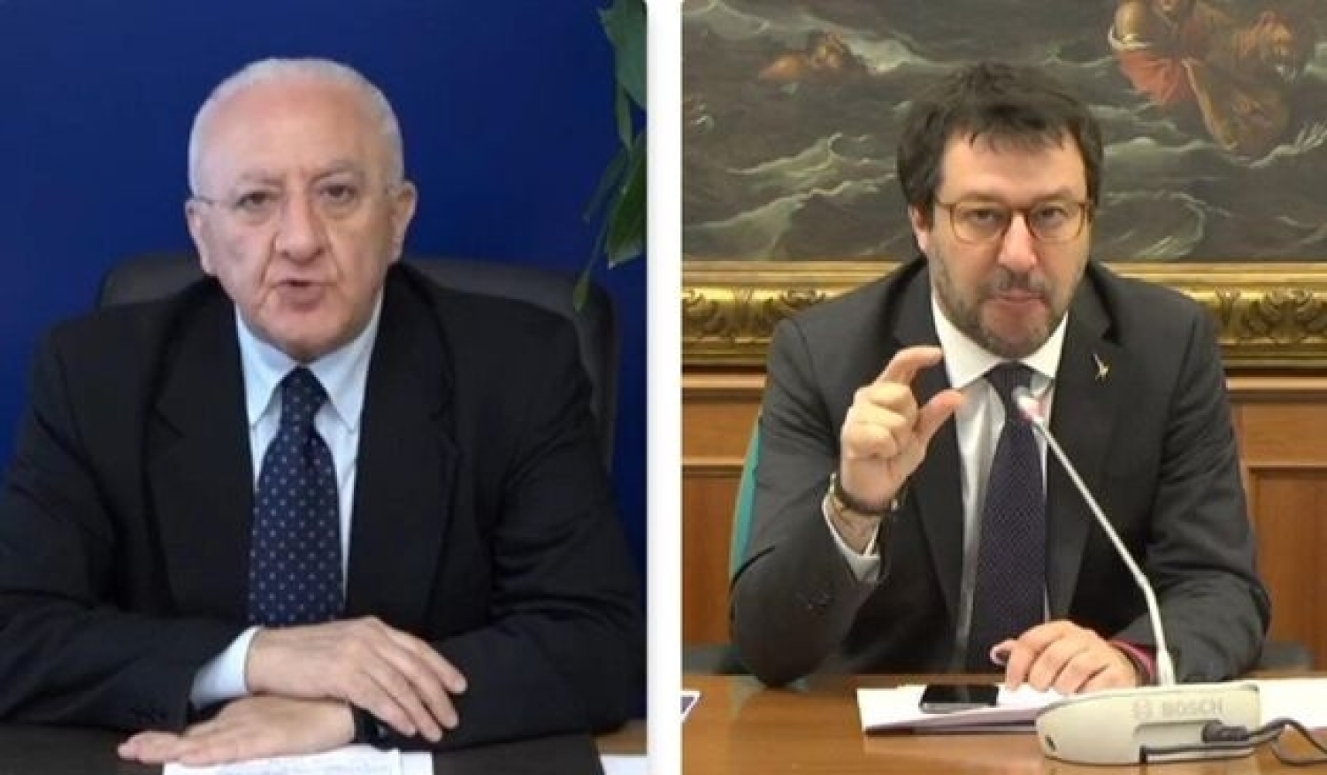 De Luca a Salvini: "L' amico sovranista che va in giro per farsi guardare gli occhiali nuovi color pannolino di bimbo"